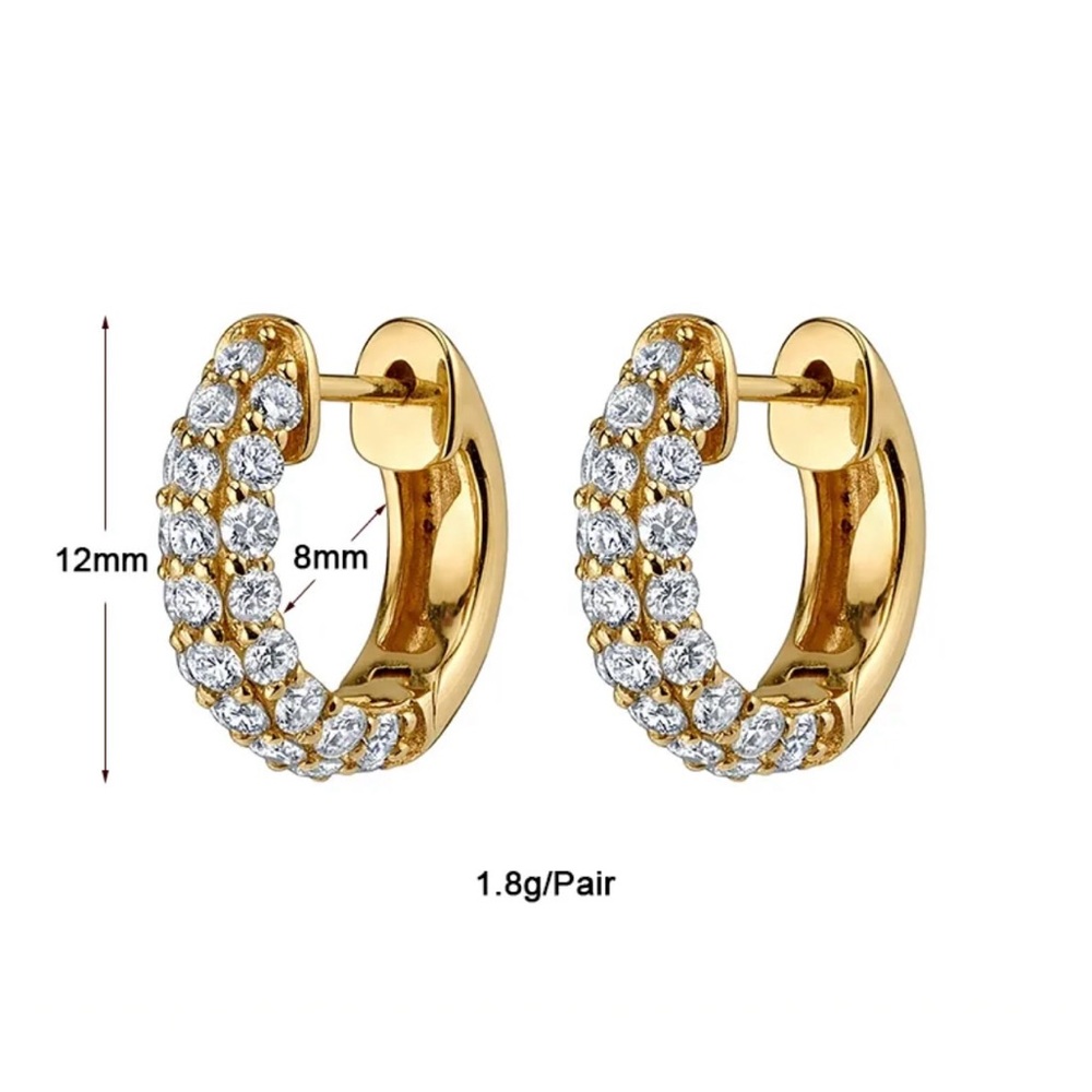 18k Gold Zircon Hoops